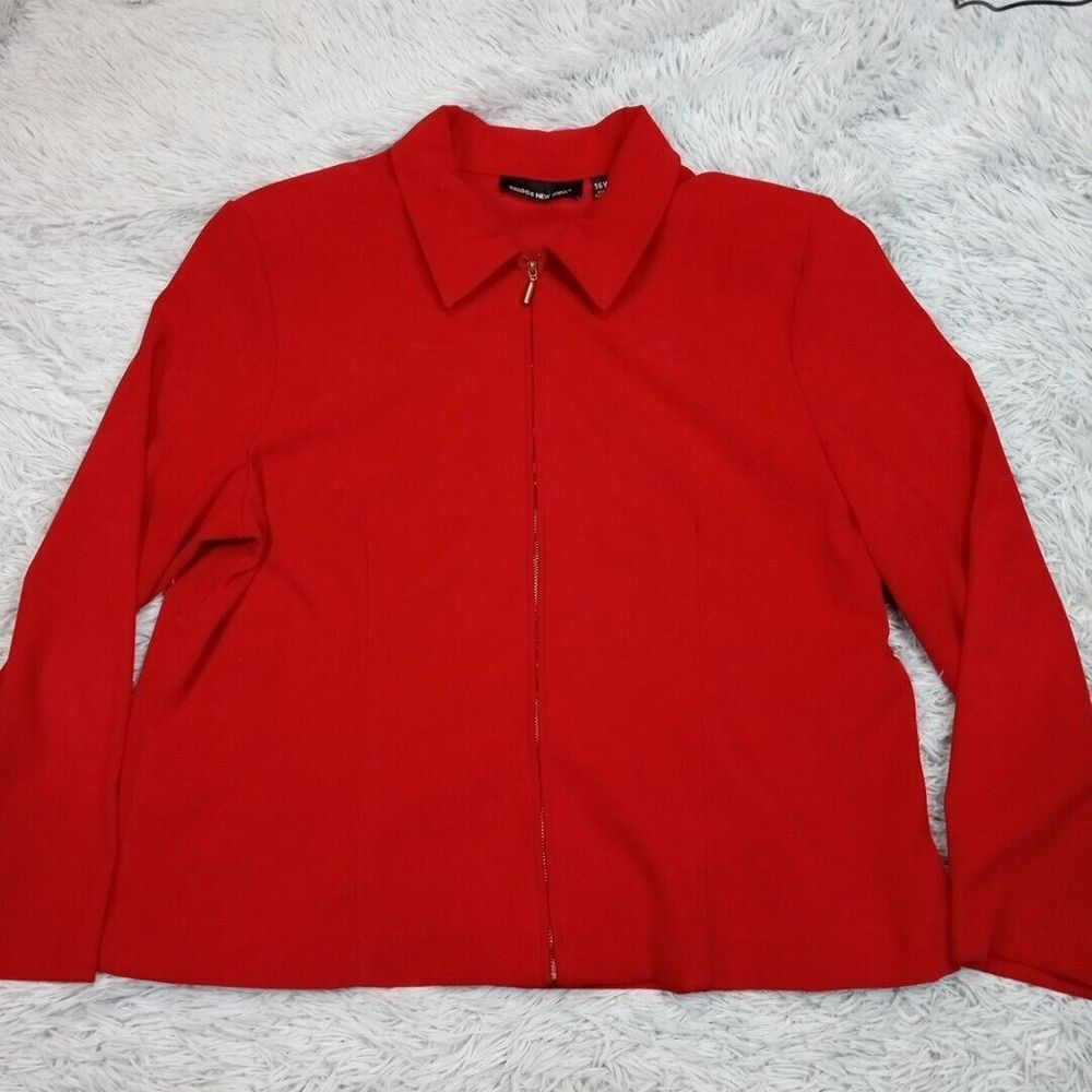 Vintage Briggs New York Jacket Womens 16W Red Lightweight Comfort Soft Zip Up